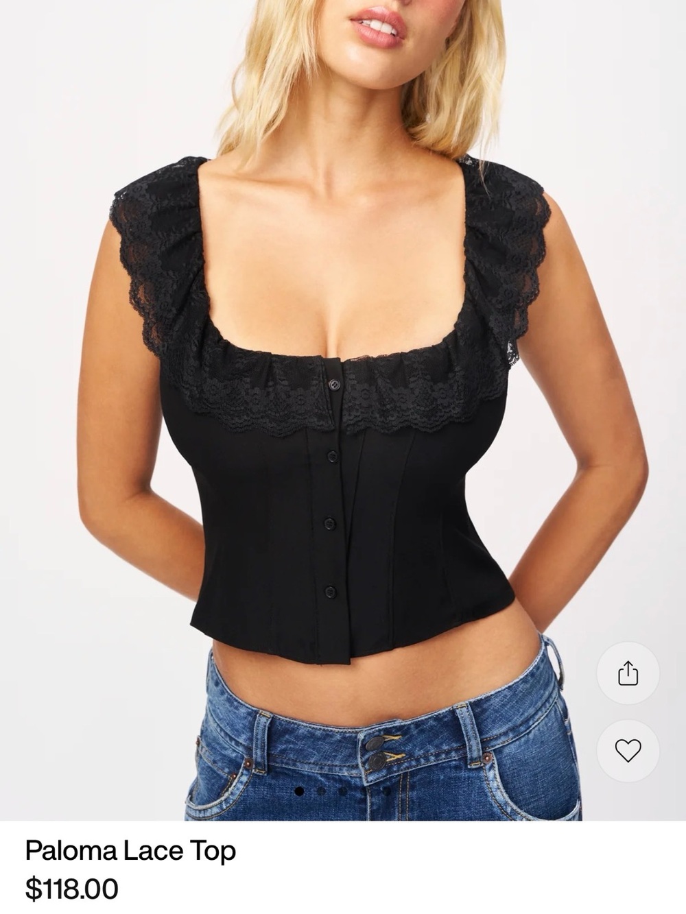 Guizio Lace-Trim Square Neck Tank Top - Black